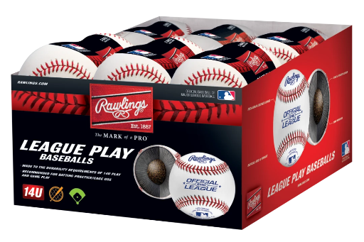 RAWLINGS 14 AND UNDER OFFICIAL LEAGUE BASEBALL - 2 DZ DISPLAY BOX